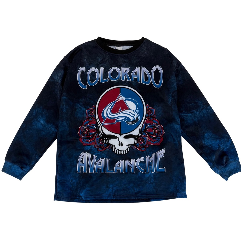 Colorado Avalanche Grateful Dead Jersey Shirt Mens Small Blue Tie Dye NHL